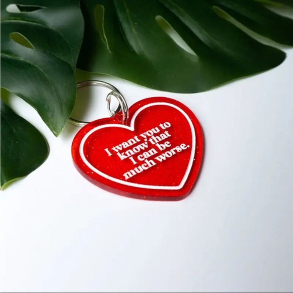 Red Heart Pendant  “I Want You to Know I Can Be Much Worse” Humor NWT